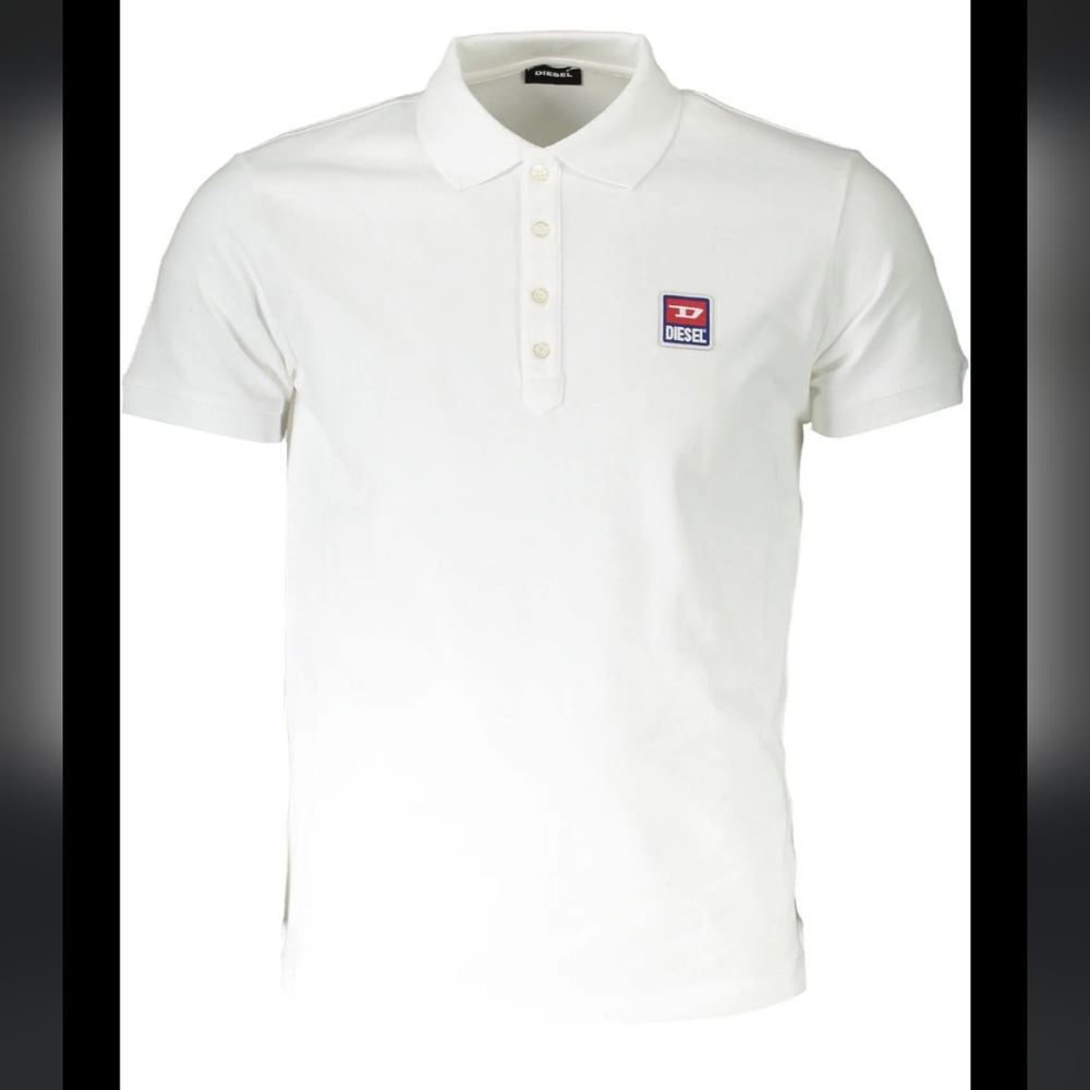 NWT Men's Diesel White T-Kal-Patch Polo Shirt